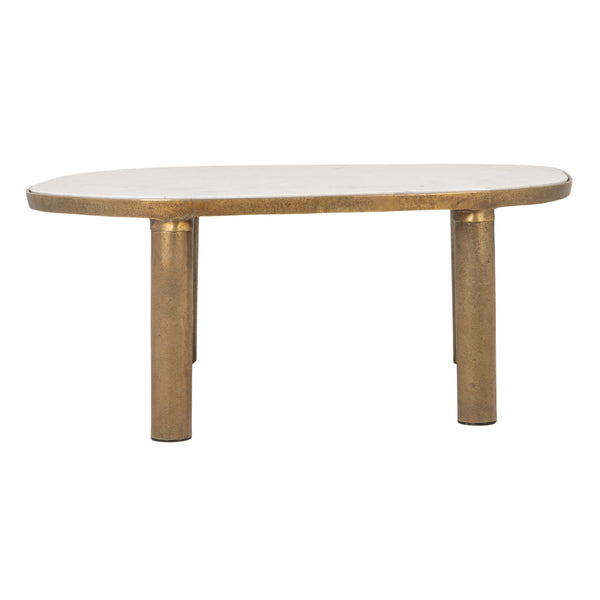Rowena Interiors Abstract Marble Top Coffee Table with Gold Tapered Legs for Glam Living Rooms EC2233MC
