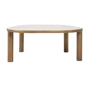 Rowena Interiors Abstract Marble Top Coffee Table with Gold Tapered Legs for Glam Living Rooms EC2233MC