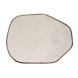 Rowena Interiors Abstract Marble Top End Table with Tapered Gold Legs Sculptural Living Room Accent EC2234