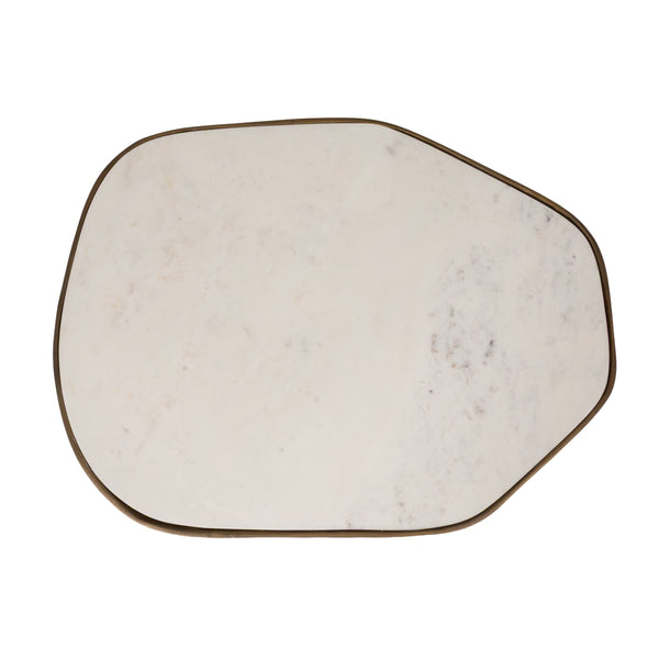 Rowena Interiors Abstract Marble Top End Table with Tapered Gold Legs Sculptural Living Room Accent EC2234