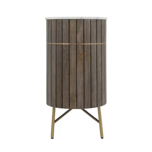 Rowena Interiors Mango Wood Console Table Fluted Doors Marble Top Brass Legs Entryway Storage EC2235
