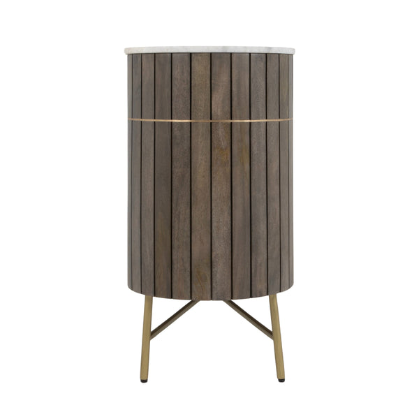 Rowena Interiors Mango Wood Console Table Fluted Doors Marble Top Brass Legs Entryway Storage EC2235