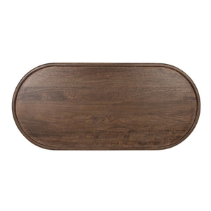 Rowena Interiors Asymmetrical Mango Wood Oval Coffee Table Sculptural Pedestal Base Tray Top EC2236MC