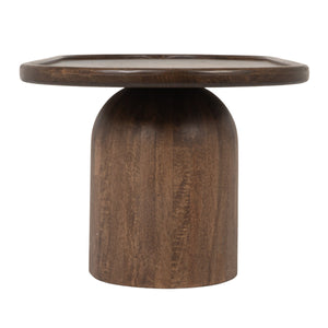 Rowena Interiors Asymmetrical Mango Wood Oval Coffee Table Sculptural Pedestal Base Tray Top EC2236MC