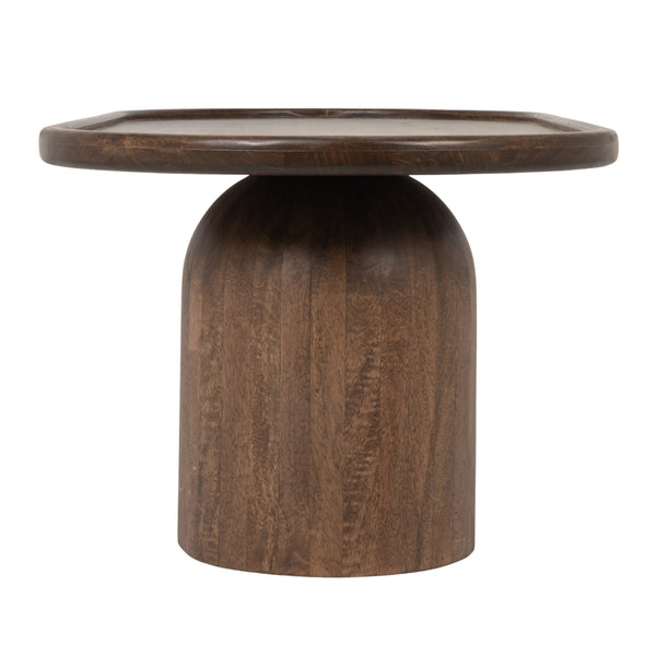 Rowena Interiors Asymmetrical Mango Wood Oval Coffee Table Sculptural Pedestal Base Tray Top EC2236MC