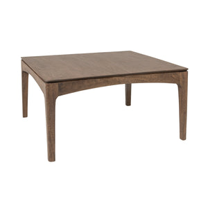 Rowena Interiors Square Solid Mango Wood Coffee Table Walnut Finish Arched Base Tapered Legs Living Room EC2237