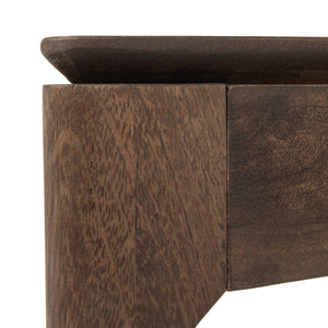 Rowena Interiors Square Solid Mango Wood Coffee Table Walnut Finish Arched Base Tapered Legs Living Room EC2237