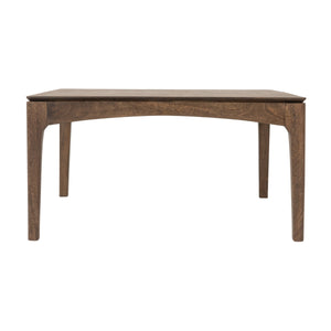Rowena Interiors Square Solid Mango Wood Coffee Table Walnut Finish Arched Base Tapered Legs Living Room EC2237