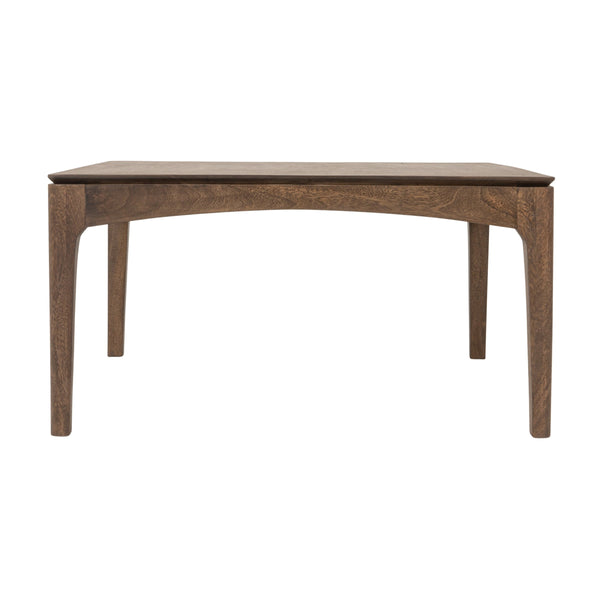 Rowena Interiors Square Solid Mango Wood Coffee Table Walnut Finish Arched Base Tapered Legs Living Room EC2237