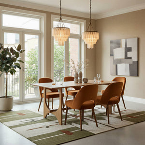 Rowena Interiors Mango Wood Rectangular Dining Table Wishbone Base Seats Six Farmhouse Scandinavian EC2239