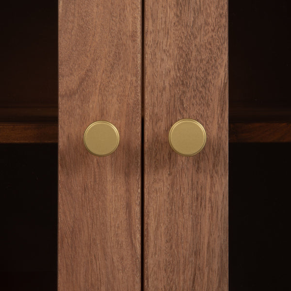 Rowena Interiors Sheesham Solid Wood Buffet with Glass Panel Doors Carved Legs Honey Walnut Finish EC2240