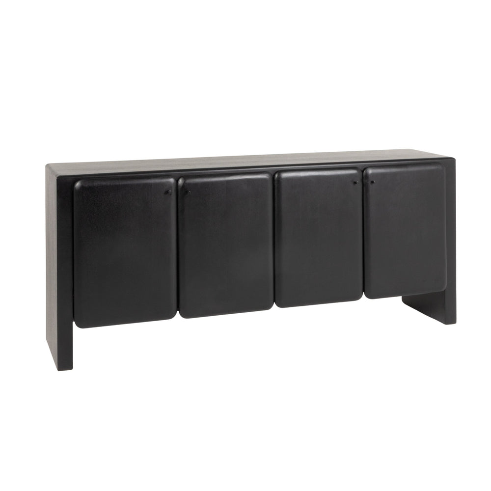 Rowena Interiors Mango Acacia Solid Wood Sideboard with Four Doors Black Lacquer Dining Storage EC2241