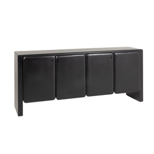 Rowena Interiors Mango Acacia Solid Wood Sideboard with Four Doors Black Lacquer Dining Storage EC2241