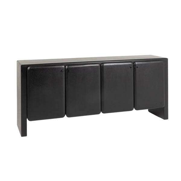 Rowena Interiors Mango Acacia Solid Wood Sideboard with Four Doors Black Lacquer Dining Storage EC2241