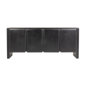Rowena Interiors Mango Acacia Solid Wood Sideboard with Four Doors Black Lacquer Dining Storage EC2241