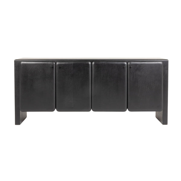 Rowena Interiors Mango Acacia Solid Wood Sideboard with Four Doors Black Lacquer Dining Storage EC2241