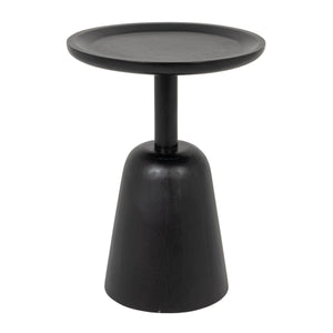 Rowena Interiors Round Solid Mango Wood Pedestal Accent Table Matte Black Sculptural Living Room EC2243