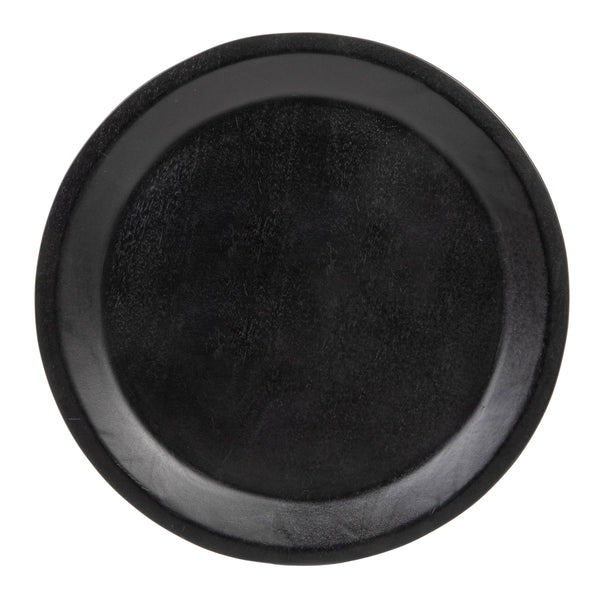 Rowena Interiors Round Solid Mango Wood Pedestal Accent Table Matte Black Sculptural Living Room EC2243