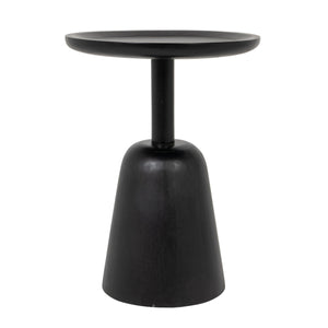 Rowena Interiors Round Solid Mango Wood Pedestal Accent Table Matte Black Sculptural Living Room EC2243