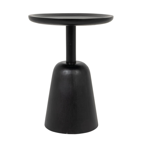 Rowena Interiors Round Solid Mango Wood Pedestal Accent Table Matte Black Sculptural Living Room EC2243