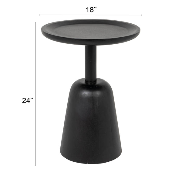 Rowena Interiors Round Solid Mango Wood Pedestal Accent Table Matte Black Sculptural Living Room EC2243