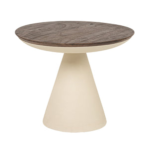 Rowena Interiors Round Mango Wood Accent Table with Ivory Iron Base for Modern and Rustic Interiors Cream and Dark Brown 19.5 inches EC2245