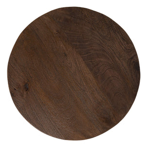 Rowena Interiors Round Mango Wood Accent Table with Ivory Iron Base for Modern and Rustic Interiors Cream and Dark Brown 19.5 inches EC2245