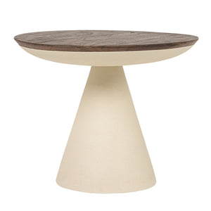 Rowena Interiors Round Mango Wood Accent Table with Ivory Iron Base for Modern and Rustic Interiors Cream and Dark Brown 19.5 inches EC2245