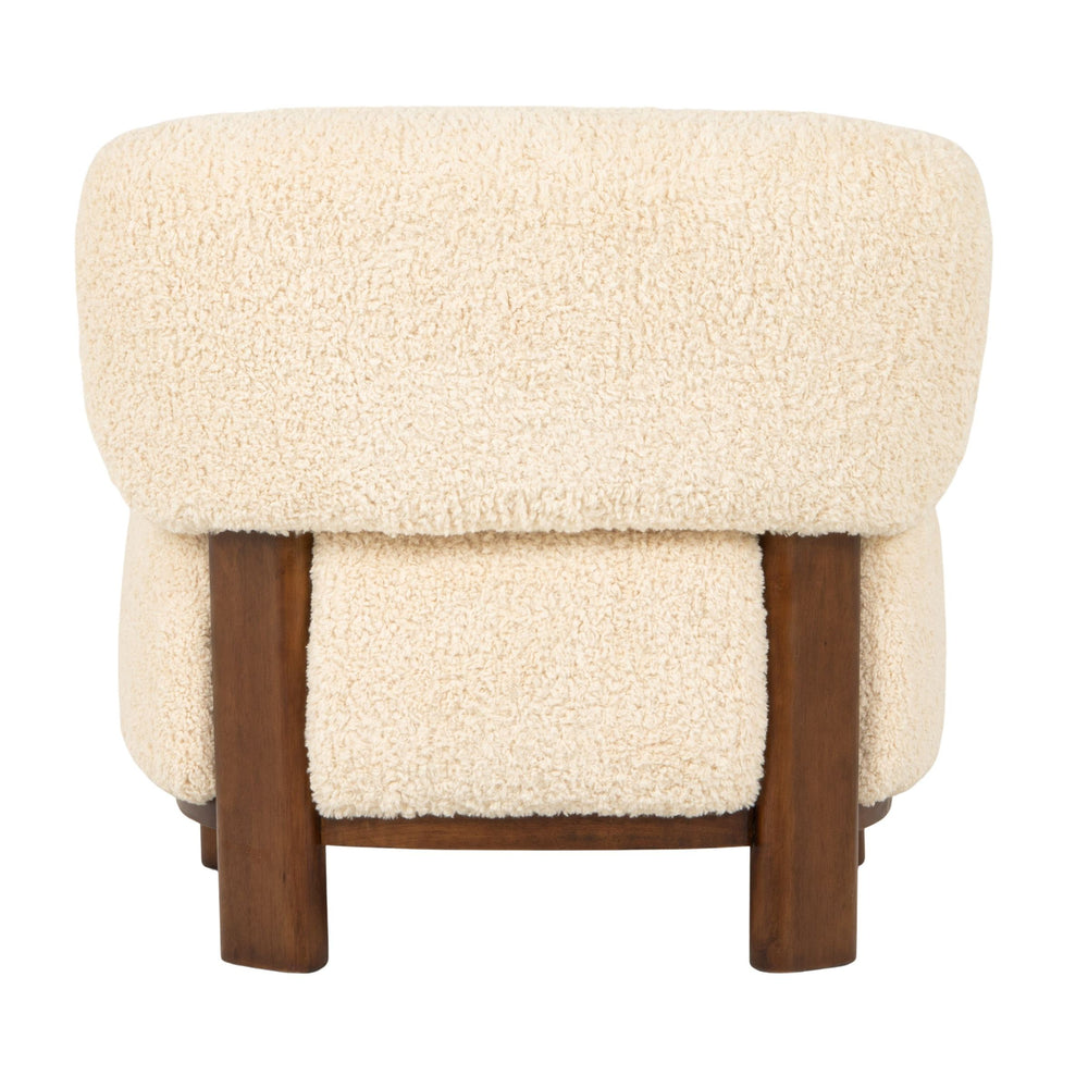 Rowena Interiors Boucle Accent Chair Cream Textured Upholstery Solid Wood Base for Modern Interiors EC2248