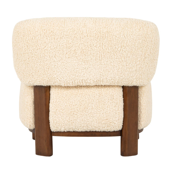 Rowena Interiors Boucle Accent Chair Cream Textured Upholstery Solid Wood Base for Modern Interiors EC2248