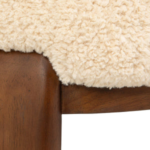 Rowena Interiors Boucle Accent Chair Cream Textured Upholstery Solid Wood Base for Modern Interiors EC2248