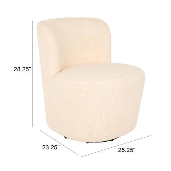 Rowena Interiors Boucle Swivel Accent Chair with Sculptural Round Back for Modern Living Spaces EC2249