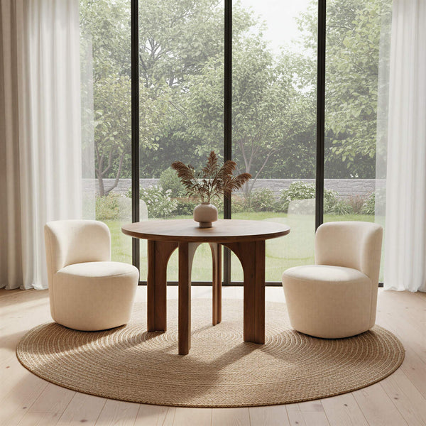 Rowena Interiors Boucle Swivel Accent Chair with Sculptural Round Back for Modern Living Spaces EC2249
