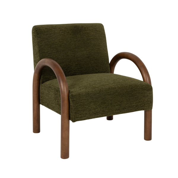 Rowena Interiors Velvet Accent Chair with Curved Wood Arms Retro Silhouette for Living Room Bedroom EC2250