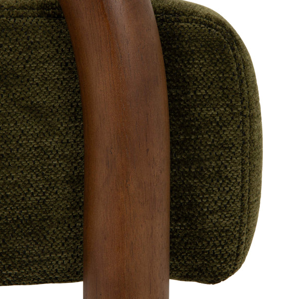Rowena Interiors Velvet Accent Chair with Curved Wood Arms Retro Silhouette for Living Room Bedroom EC2250