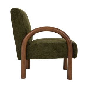 Rowena Interiors Velvet Accent Chair with Curved Wood Arms Retro Silhouette for Living Room Bedroom EC2250