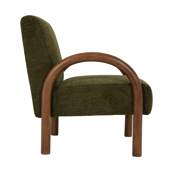 Rowena Interiors Velvet Accent Chair with Curved Wood Arms Retro Silhouette for Living Room Bedroom EC2250