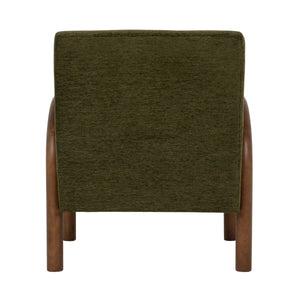 Rowena Interiors Velvet Accent Chair with Curved Wood Arms Retro Silhouette for Living Room Bedroom EC2250