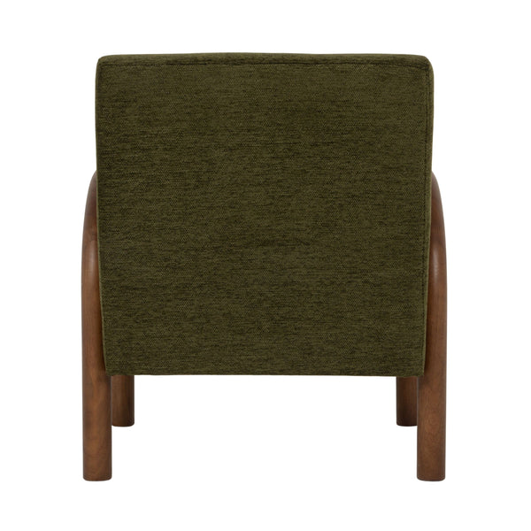 Rowena Interiors Velvet Accent Chair with Curved Wood Arms Retro Silhouette for Living Room Bedroom EC2250