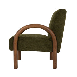 Rowena Interiors Velvet Accent Chair with Curved Wood Arms Retro Silhouette for Living Room Bedroom EC2250