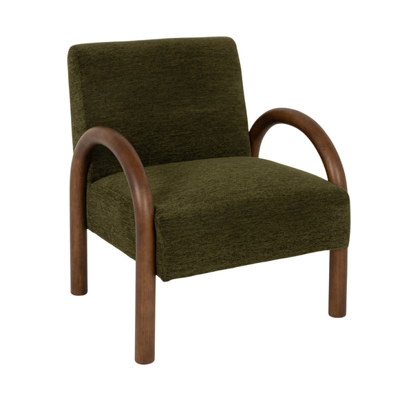 Rowena Interiors Velvet Accent Chair with Curved Wood Arms Retro Silhouette for Living Room Bedroom EC2250