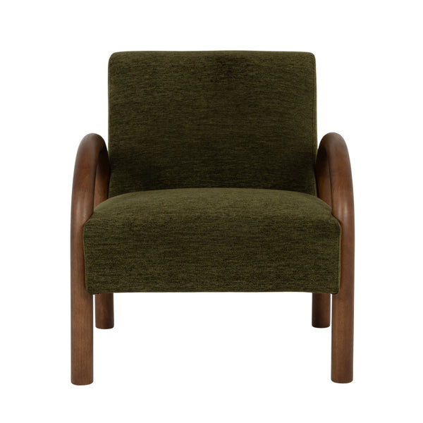 Rowena Interiors Velvet Accent Chair with Curved Wood Arms Retro Silhouette for Living Room Bedroom EC2250