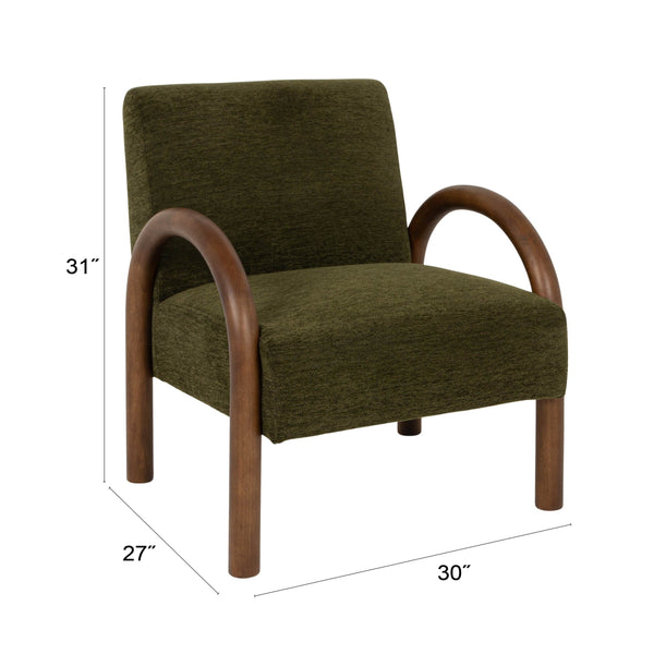 Rowena Interiors Velvet Accent Chair with Curved Wood Arms Retro Silhouette for Living Room Bedroom EC2250