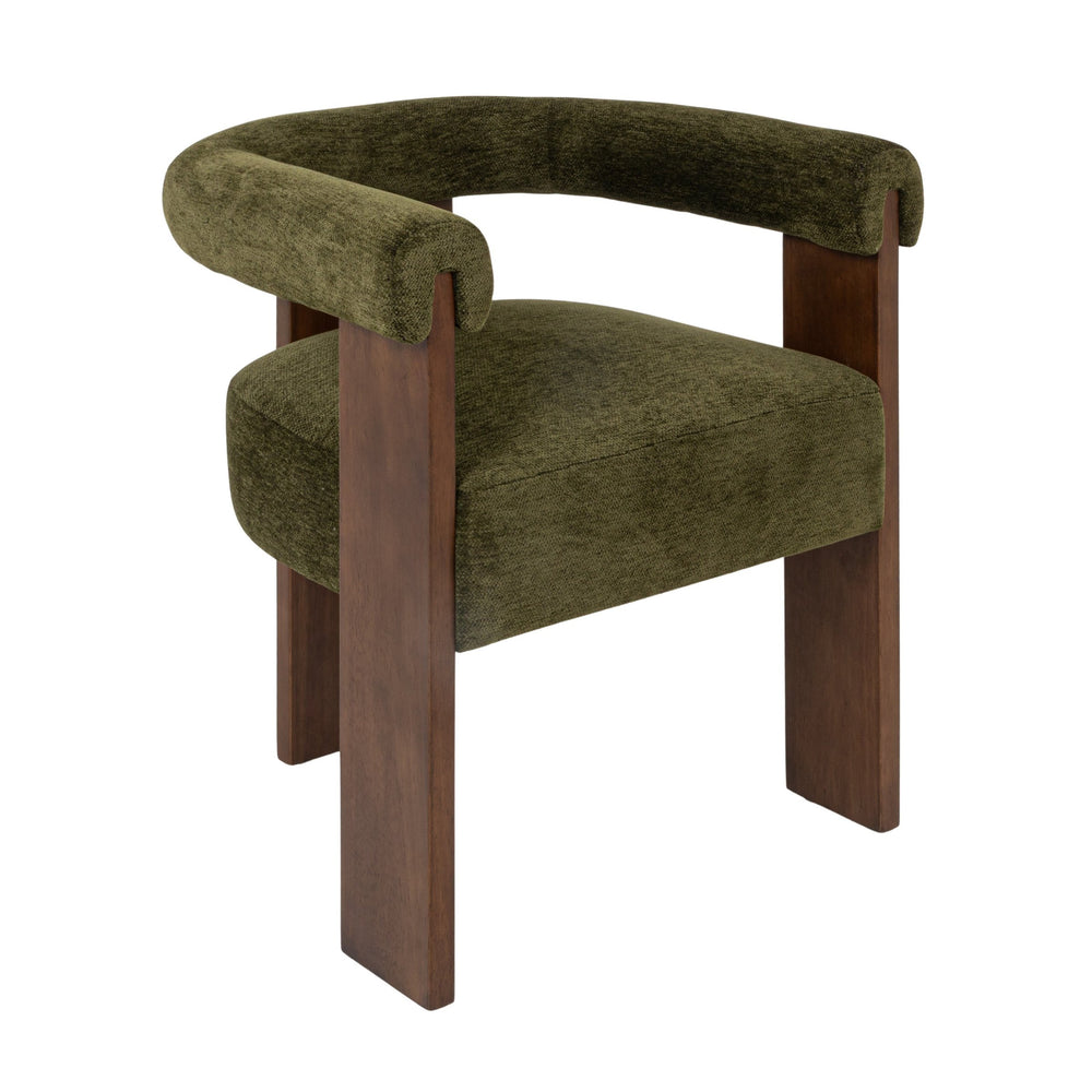 Rowena Interiors Modern Velvet Barrel Chair Curved Back Wood Frame Cozy Living Room Accent Seat EC2251