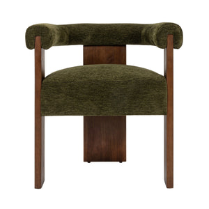 Rowena Interiors Modern Velvet Barrel Chair Curved Back Wood Frame Cozy Living Room Accent Seat EC2251