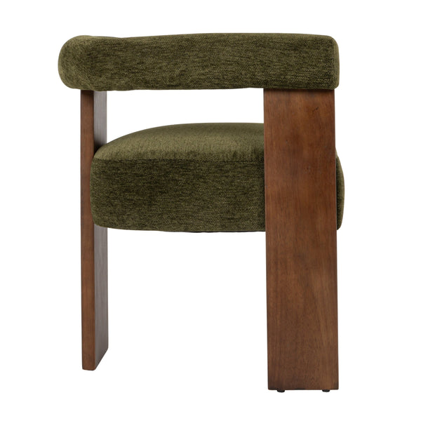 Rowena Interiors Modern Velvet Barrel Chair Curved Back Wood Frame Cozy Living Room Accent Seat EC2251
