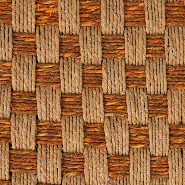Rowena Interiors Mango Wood Grey Washed Frame Stool with Hand Woven Jute Seat Bohemian Accent EC2256