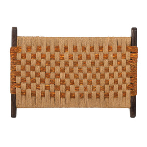 Rowena Interiors Mango Wood Grey Washed Frame Stool with Hand Woven Jute Seat Bohemian Accent EC2256