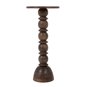 Rowena Interiors Mango Wood Side Table Solid Hardwood Artisan Turned Base Warm Grey Finish EC2258