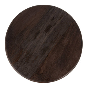Rowena Interiors Mango Wood Side Table Solid Hardwood Artisan Turned Base Warm Grey Finish EC2258